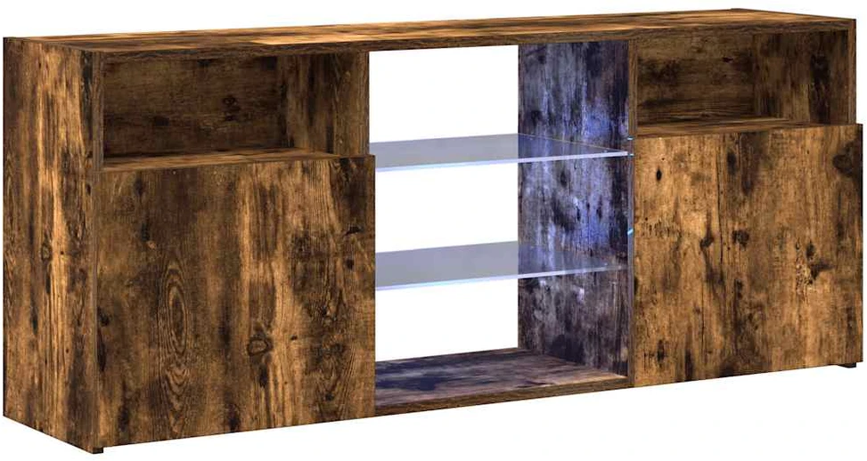 TV staliukas TV spintelė su LED apšvietimu, dūminio ąžuolo, 120x30x50cm