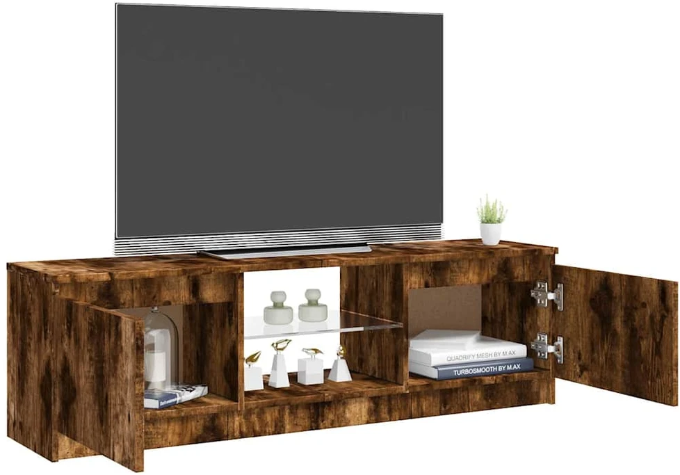 TV staliukas TV spintelė su LED apšvietimu, dūminio ąžuolo, 120x30x35,5cm