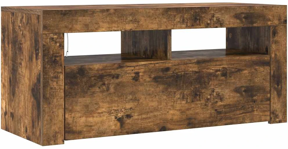 TV staliukas TV spintelė su LED apšvietimu, dūminio ąžuolo, 90x35x40cm