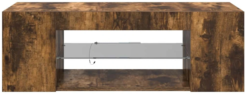 TV staliukas TV spintelė su LED apšvietimu, dūminio ąžuolo, 90x39x30cm