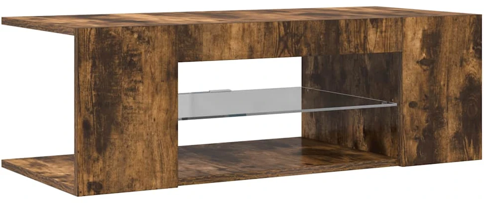 TV staliukas TV spintelė su LED apšvietimu, dūminio ąžuolo, 90x39x30cm