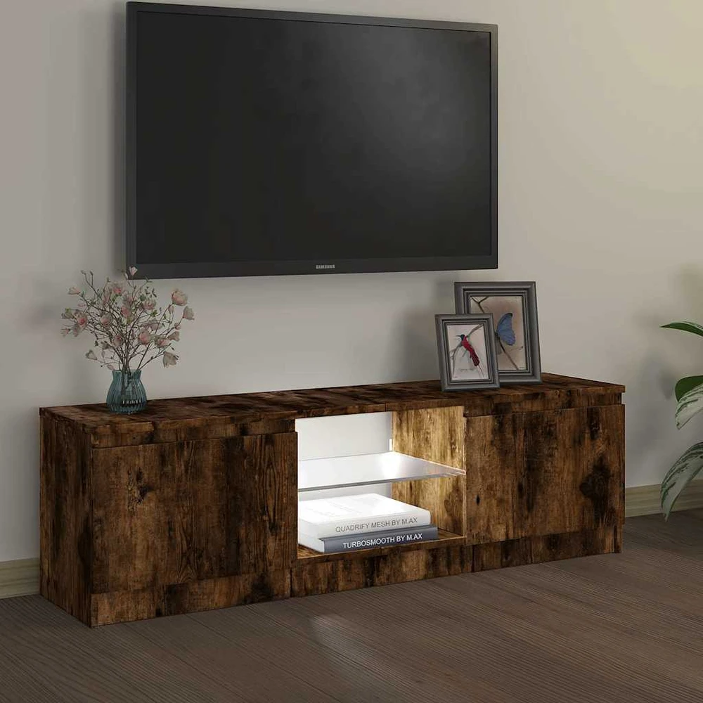 TV staliukas TV spintelė su LED apšvietimu, dūminio ąžuolo, 120x30x35,5cm