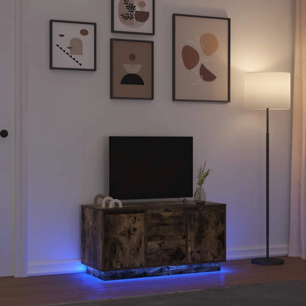 TV staliukas TV spintelė su LED apšvietimu, dūminio ąžuolo, 100x41x50 cm