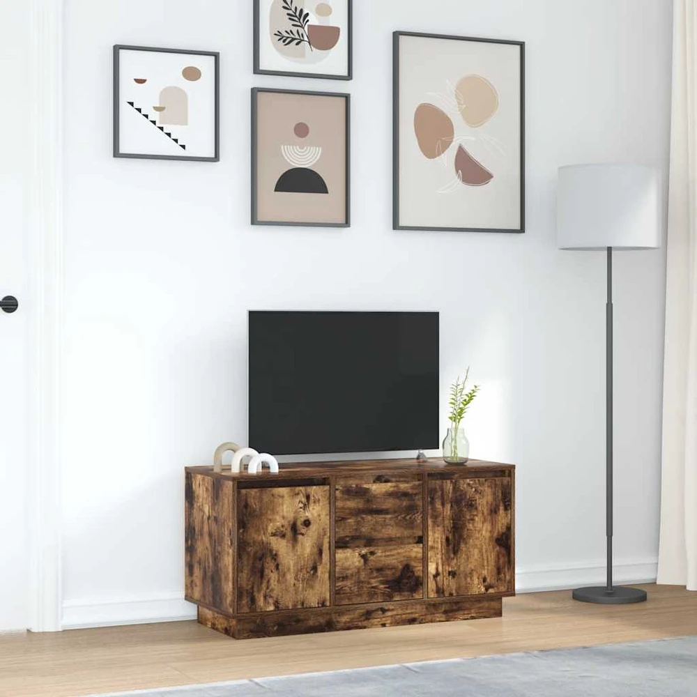 TV staliukas TV spintelė su LED apšvietimu, dūminio ąžuolo, 100x41x50 cm