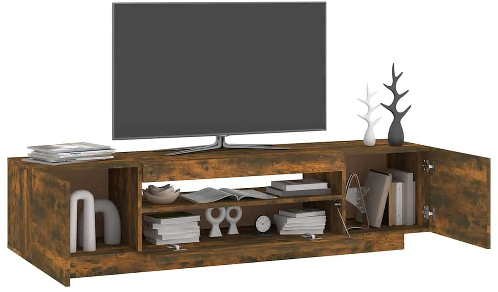 TV staliukas TV spintelė su LED apšvietimu, dūminio ąžuolo, 160x35x40cm