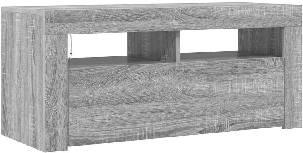 TV staliukas TV spintelė su LED apšvietimu, pilka ąžuolo, 90x35x40cm