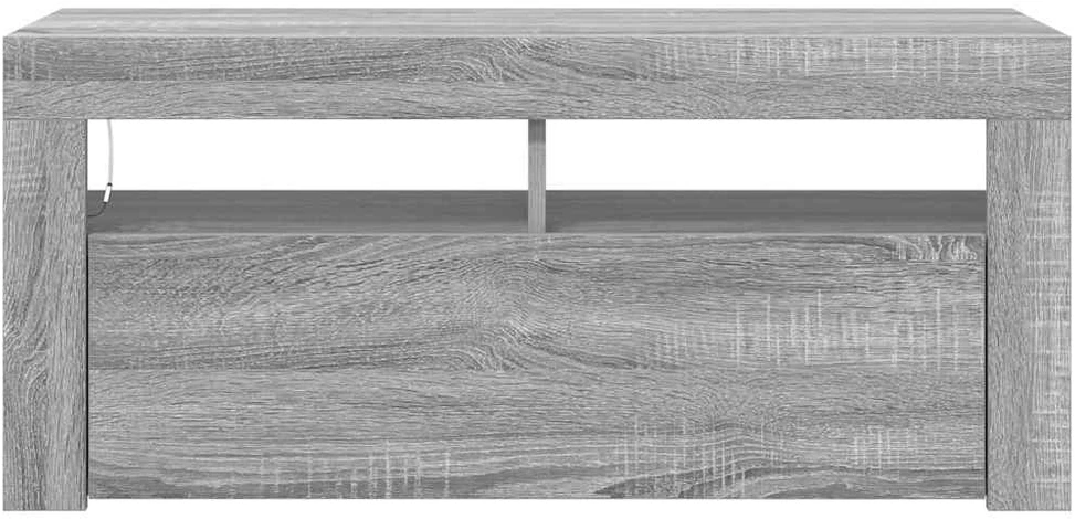 TV staliukas TV spintelė su LED apšvietimu, pilka ąžuolo, 90x35x40cm