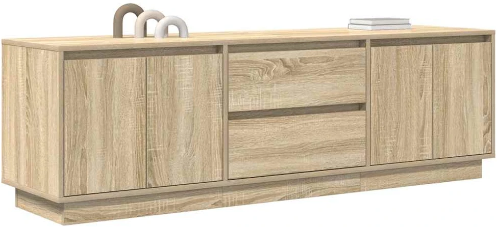 TV staliukas TV spintelė su LED lemputėmis, ąžuolo spalvos, 160,5x41x50 cm