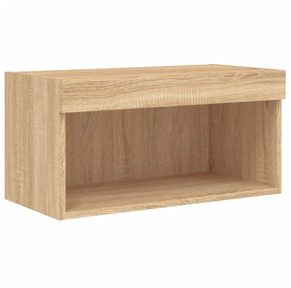 TV staliukas TV spintelė su LED lemputėmis, ąžuolo spalvos, 60x30x30cm