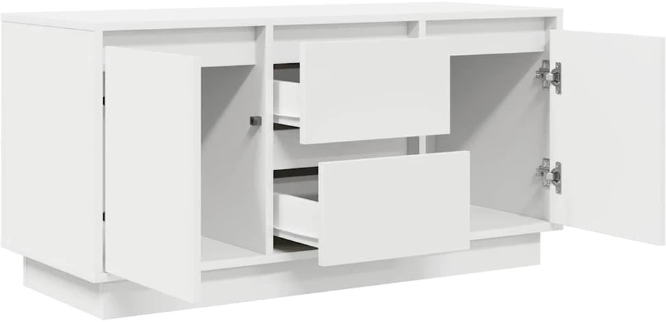 TV staliukas TV spintelė su LED lemputėmis, balta, 100x41x50 cm