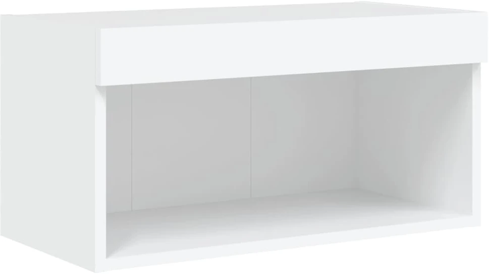 TV staliukas TV spintelė su LED lemputėmis, baltos spalvos, 60x30x30cm