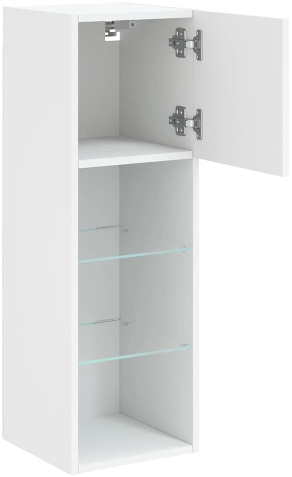 TV staliukas TV spintelė su LED lemputėmis, baltos spalvos, 30,5x30x90cm