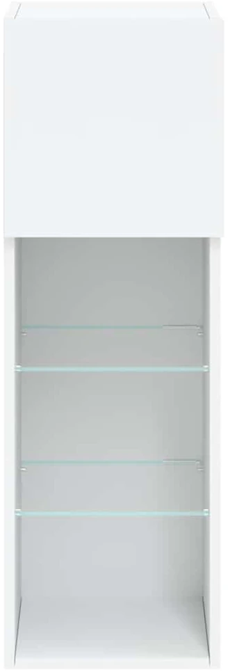 TV staliukas TV spintelė su LED lemputėmis, baltos spalvos, 30,5x30x90cm
