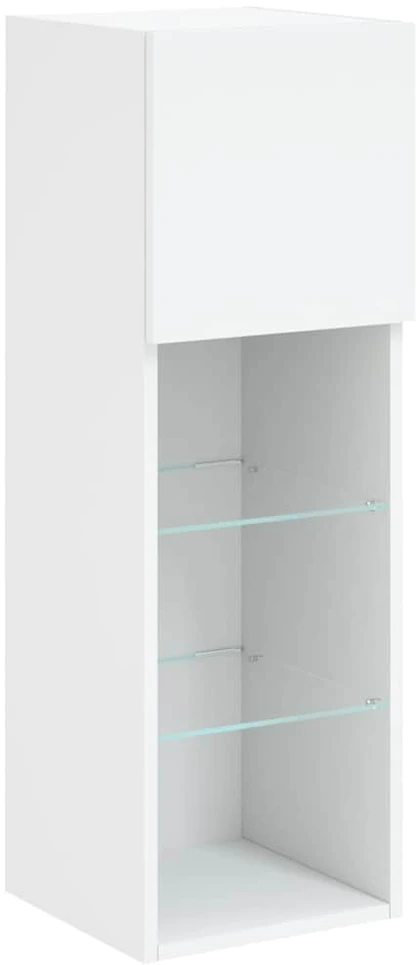 TV staliukas TV spintelė su LED lemputėmis, baltos spalvos, 30,5x30x90cm