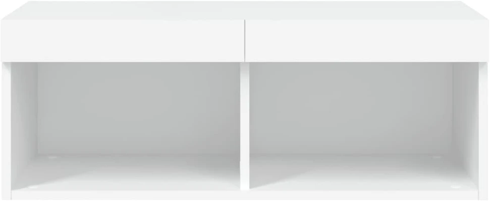 TV staliukas TV spintelė su LED lemputėmis, baltos spalvos, 80x30x30cm