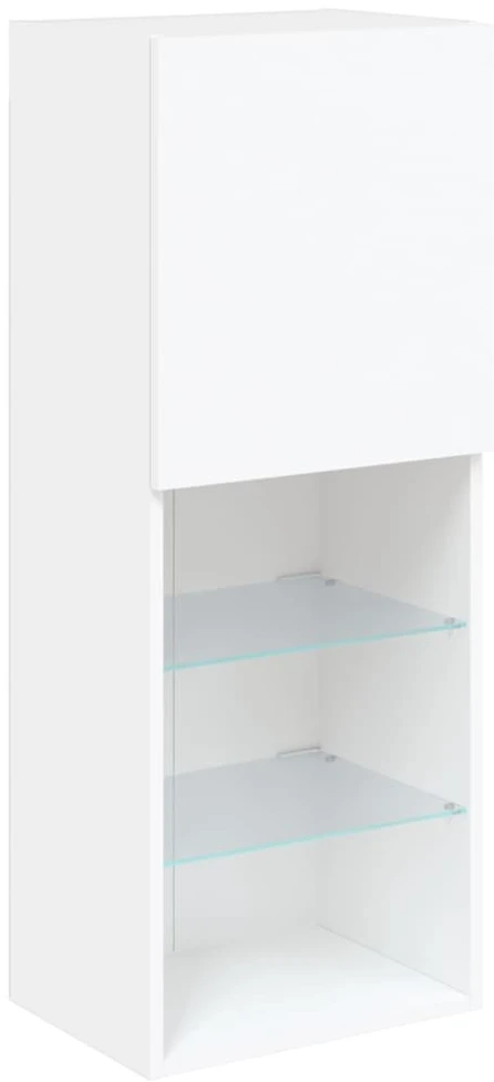 TV staliukas TV spintelė su LED lemputėmis, baltos spalvos, 40,5x30x102cm