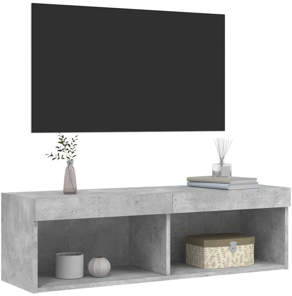 TV staliukas TV spintelė su LED lemputėmis, betono pilka, 100x30x30cm
