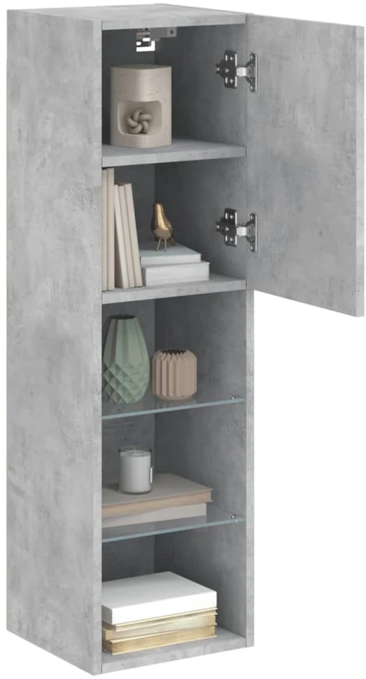 TV staliukas TV spintelė su LED lemputėmis, betono pilka, 30,5x30x102cm