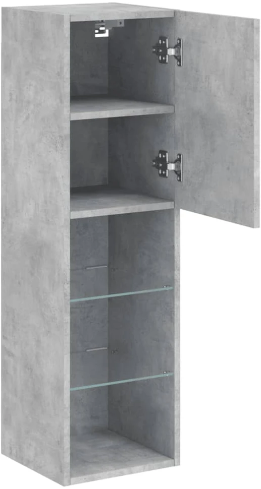 TV staliukas TV spintelė su LED lemputėmis, betono pilka, 30,5x30x102cm