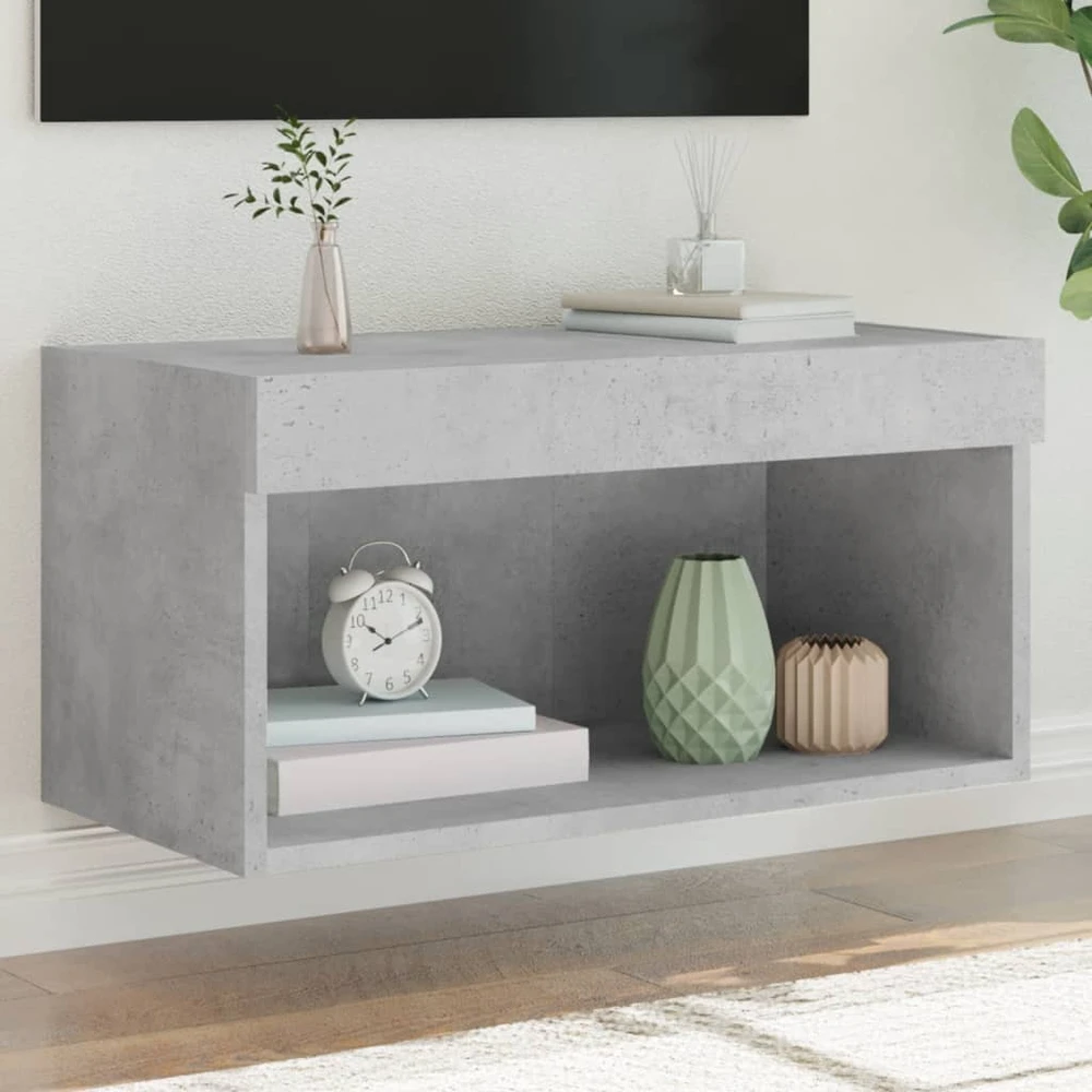 TV staliukas TV spintelė su LED lemputėmis, betono pilka, 60x30x30cm