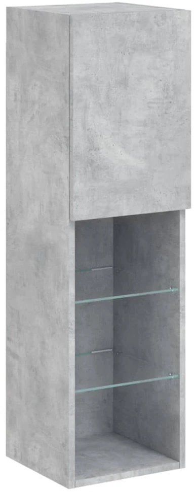 TV staliukas TV spintelė su LED lemputėmis, betono pilka, 30,5x30x102cm