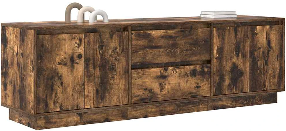 TV staliukas TV spintelė su LED lemputėmis, dūminio ąžuolo, 160,5x41x50 cm