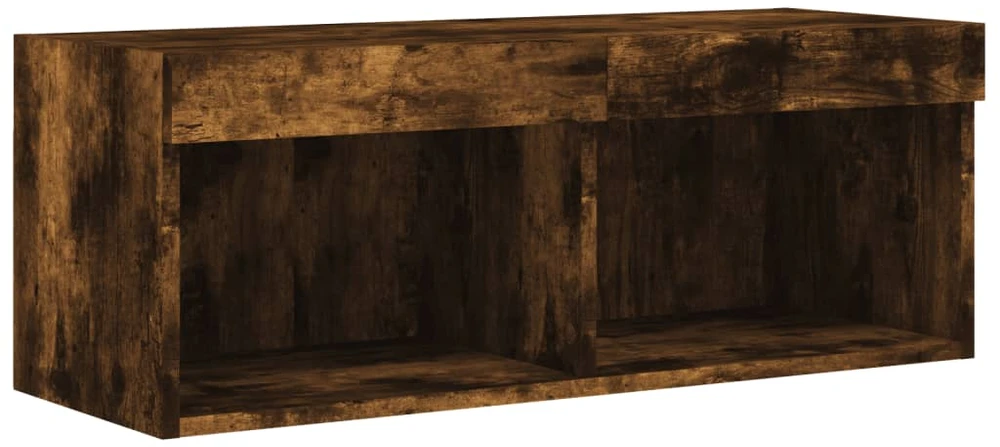 TV staliukas TV spintelė su LED lemputėmis, dūminio ąžuolo, 80x30x30cm