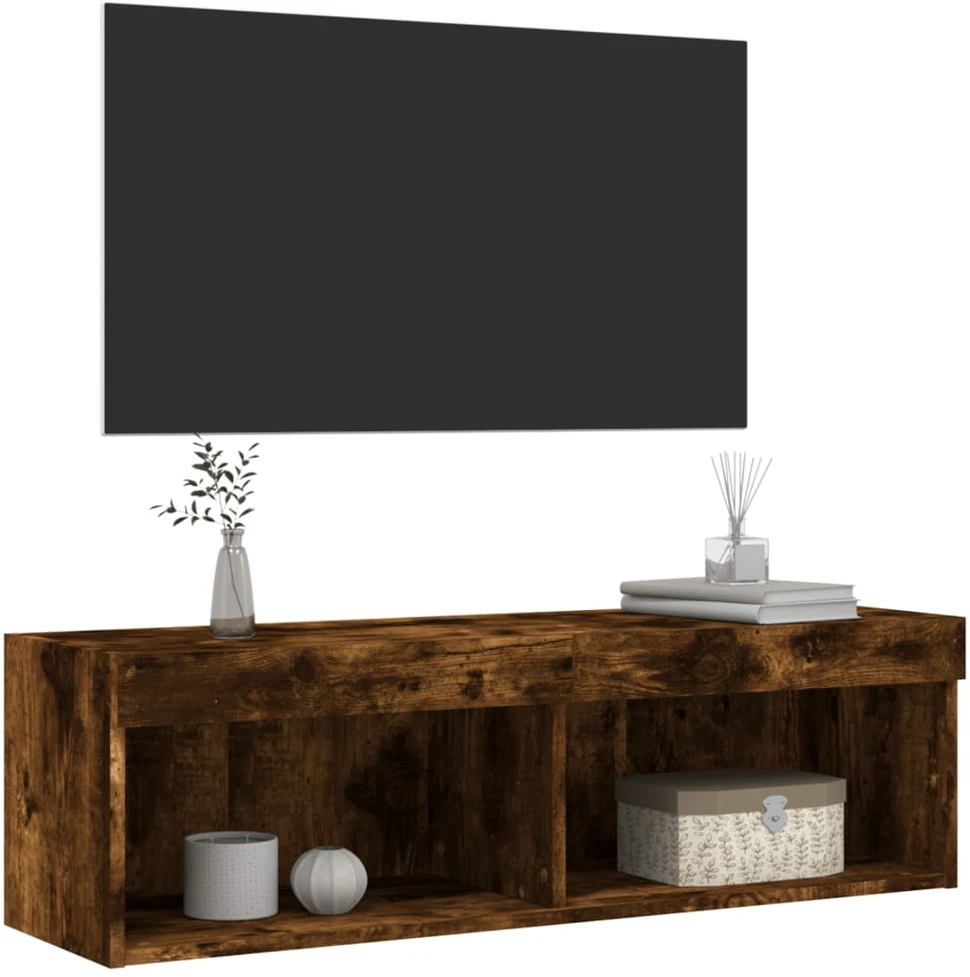 TV staliukas TV spintelė su LED lemputėmis, dūminio ąžuolo, 100x30x30cm