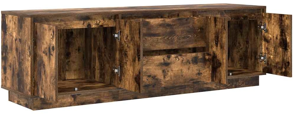 TV staliukas TV spintelė su LED lemputėmis, dūminio ąžuolo, 160,5x41x50 cm