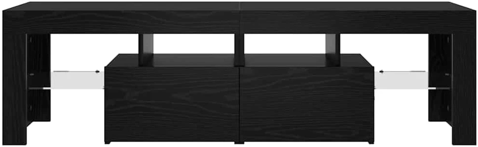 TV staliukas TV spintelė su LED lemputėmis, juodo ąžuolo spalvos, 140x36,5x40cm, inžinerinė mediena