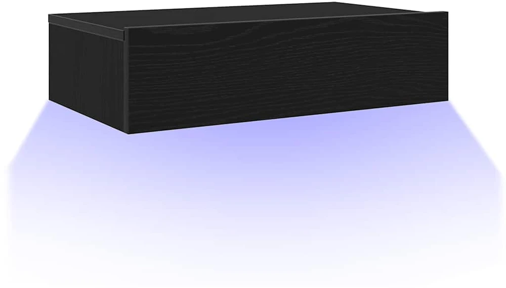 TV staliukas TV spintelė su LED lemputėmis, juodo ąžuolo spalvos, 60x35x15,5 cm
