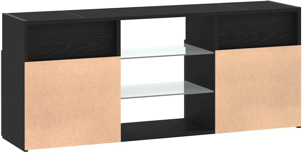 TV staliukas TV spintelė su LED lemputėmis, juodo ąžuolo spalvos, 120x30x50cm, inžinerinė mediena