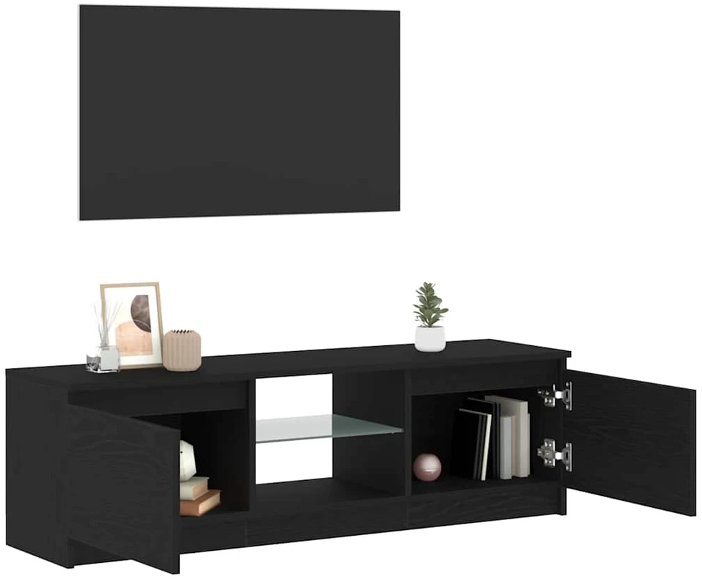 TV staliukas TV spintelė su LED lemputėmis, juodo ąžuolo spalvos, 120x30x36 cm, inžinerinė mediena