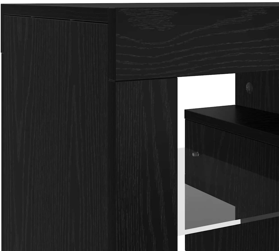 TV staliukas TV spintelė su LED lemputėmis, juodo ąžuolo spalvos, 140x36,5x40cm, inžinerinė mediena