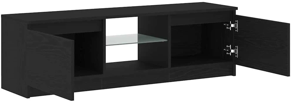 TV staliukas TV spintelė su LED lemputėmis, juodo ąžuolo spalvos, 120x30x36 cm, inžinerinė mediena