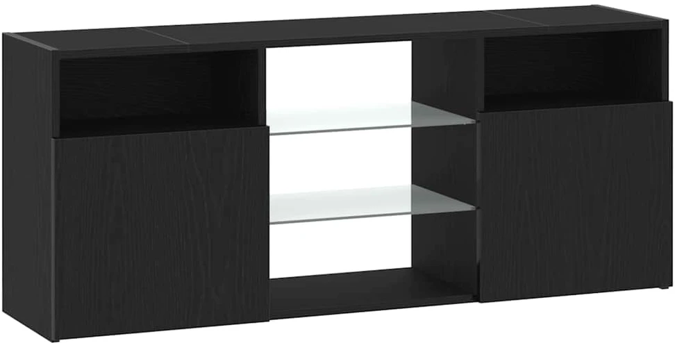 TV staliukas TV spintelė su LED lemputėmis, juodo ąžuolo spalvos, 120x30x50cm, inžinerinė mediena