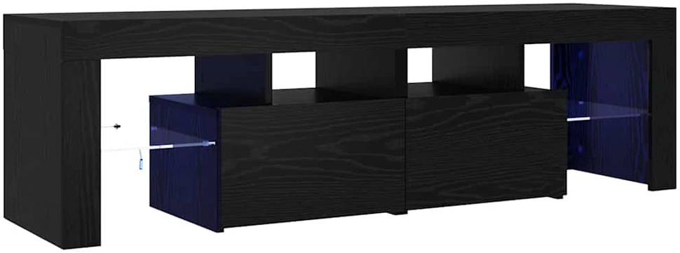 TV staliukas TV spintelė su LED lemputėmis, juodo ąžuolo spalvos, 140x36,5x40cm, inžinerinė mediena