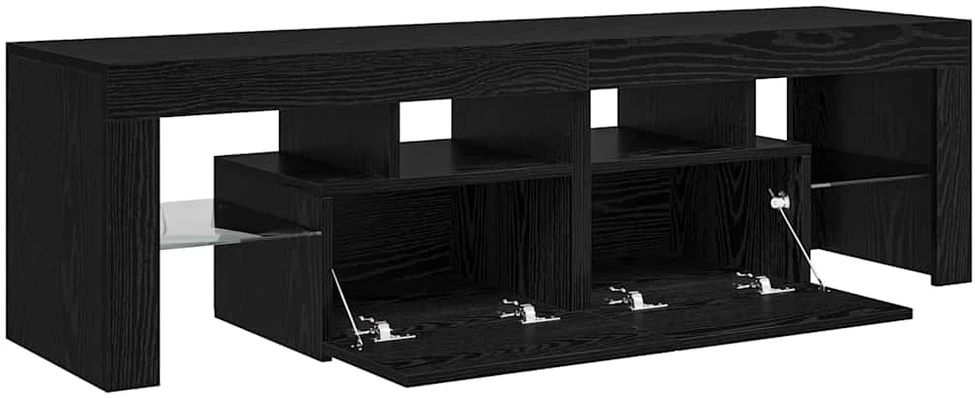 TV staliukas TV spintelė su LED lemputėmis, juodo ąžuolo spalvos, 140x36,5x40cm, inžinerinė mediena