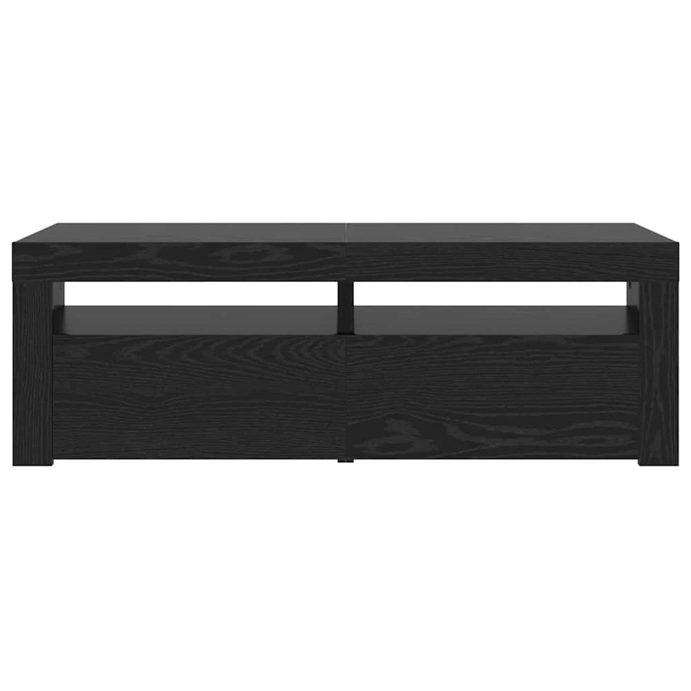 TV staliukas TV spintelė su LED lemputėmis, juodo ąžuolo spalvos, 120x35x40cm, inžinerinė mediena
