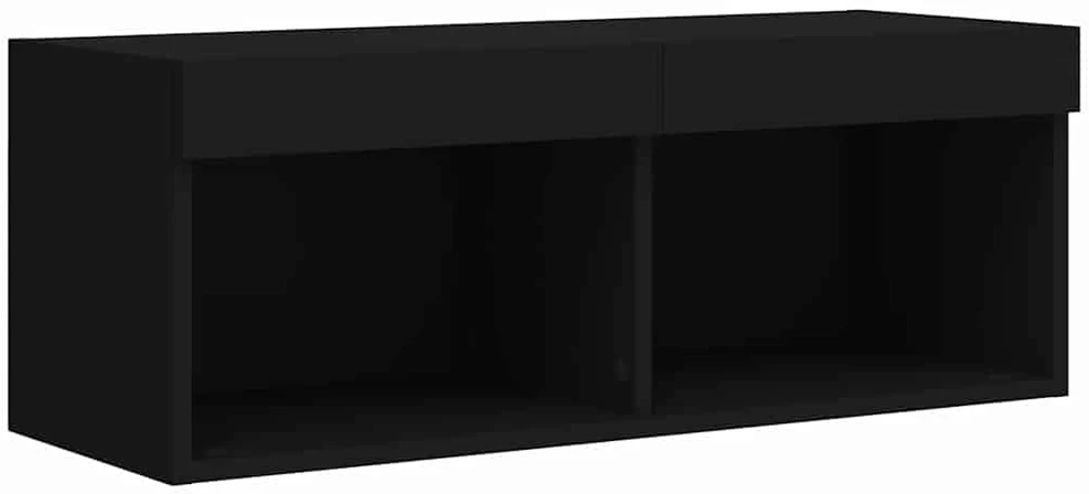 TV staliukas TV spintelė su LED lemputėmis, juodos spalvos, 80x30x30cm