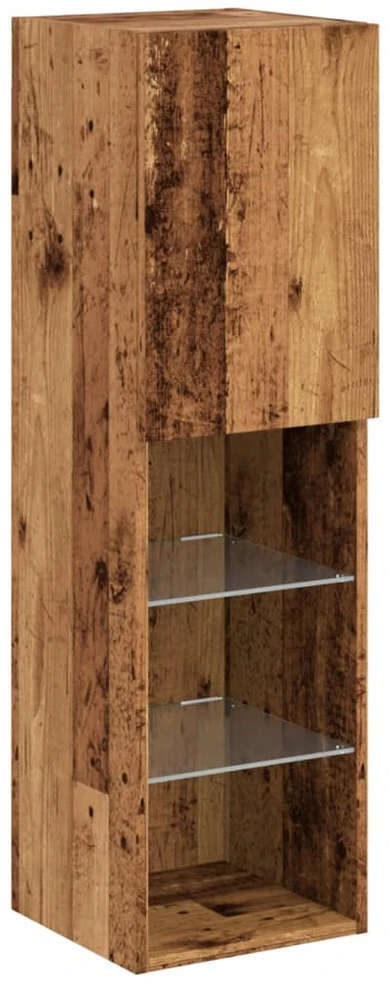 TV staliukas TV spintelė su LED lemputėmis, medienos spalvos, 30,5x30x102cm
