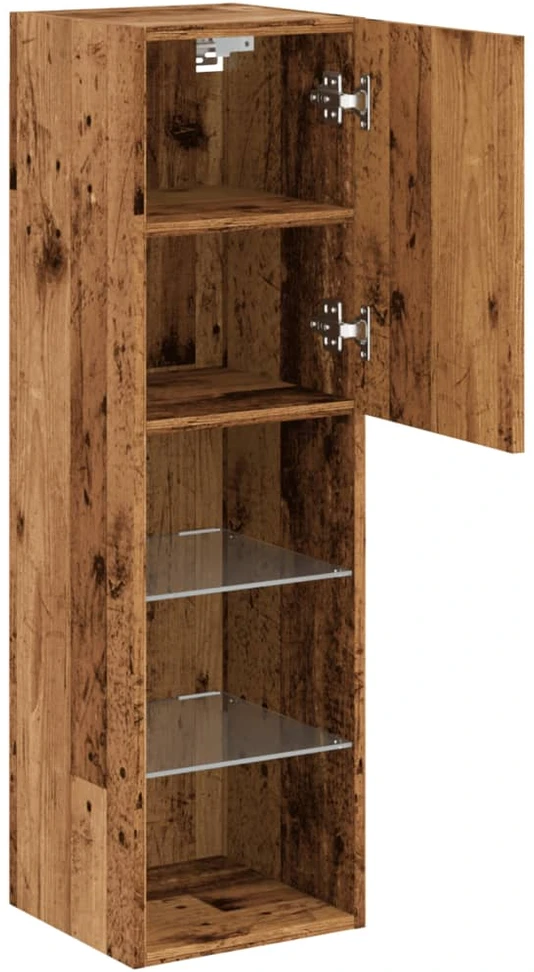 TV staliukas TV spintelė su LED lemputėmis, medienos spalvos, 30,5x30x102cm