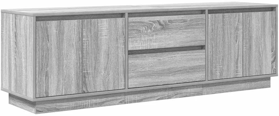 TV staliukas TV spintelė su LED lemputėmis, pilka ąžuolo, 160,5x41x50 cm