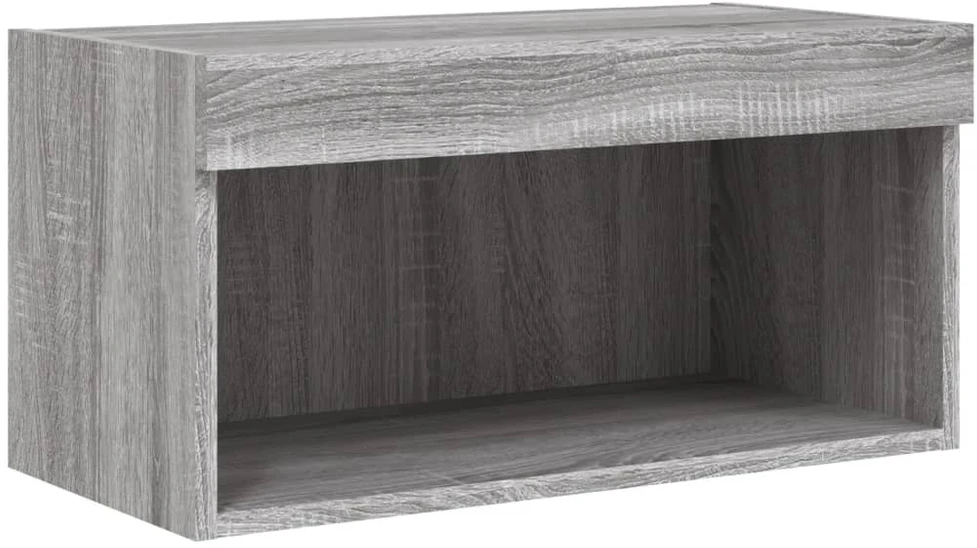TV spintelė su LED lemputėmis, pilka ąžuolo, 60x30x30cm