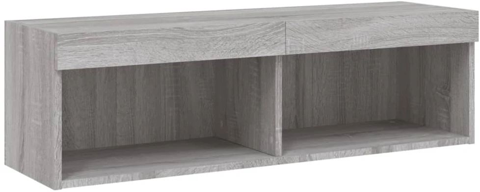 TV staliukas TV spintelė su LED lemputėmis, pilka ąžuolo, 100x30x30cm