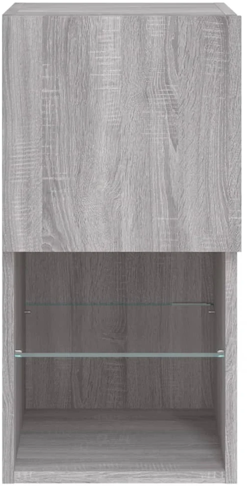 TV staliukas TV spintelė su LED lemputėmis, pilka ąžuolo, 30,5x30x60cm