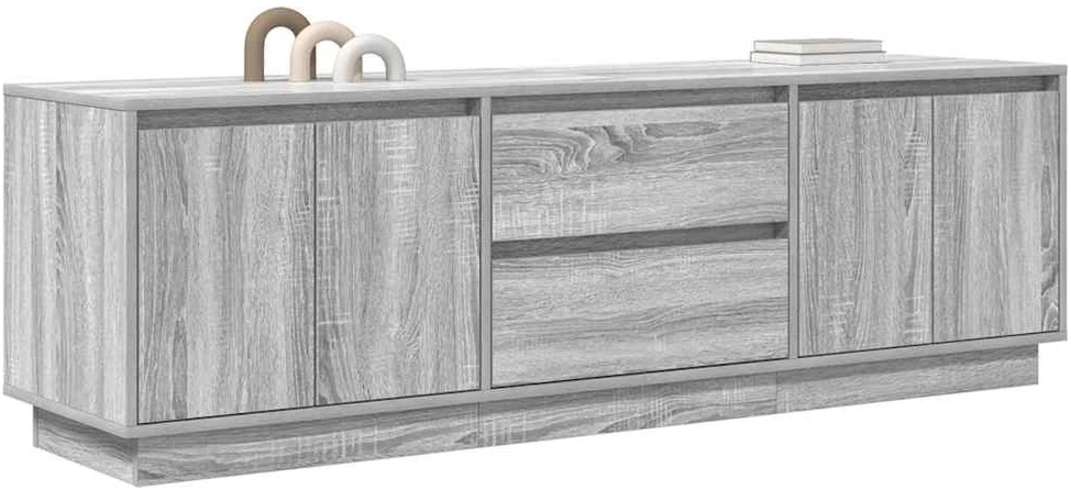 TV staliukas TV spintelė su LED lemputėmis, pilka ąžuolo, 160,5x41x50 cm
