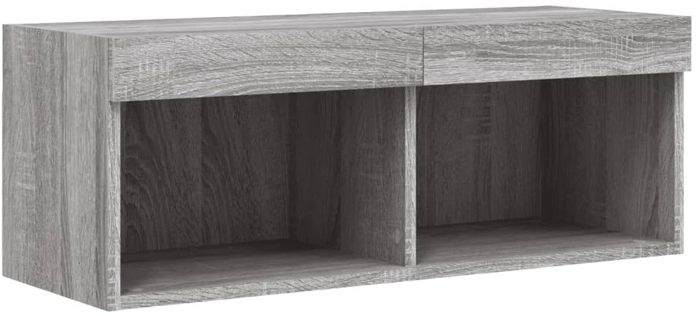 TV staliukas TV spintelė su LED lemputėmis, pilka ąžuolo, 80x30x30cm