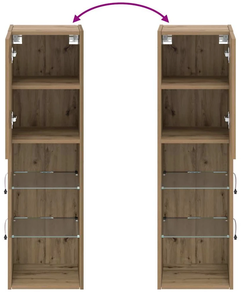 TV staliukas TV spintelė su LED lemputėmis, ruda ąžuolo, 30,5x30x102cm