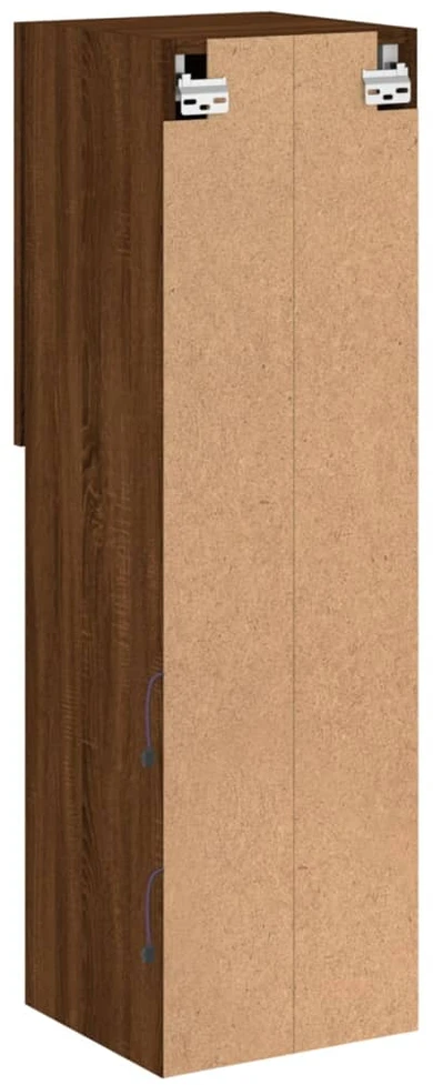 TV staliukas TV spintelė su LED lemputėmis, ruda ąžuolo, 30,5x30x102cm